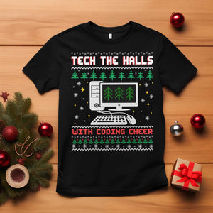 Tech Support Christmas T Shirt Tech The Halls With Cooking Cheer TS14 Black Print Your Wear