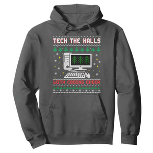 Tech Support Christmas Hoodie Tech The Halls With Cooking Cheer TS14 Dark Heather Print Your Wear