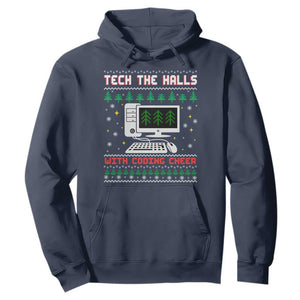 Tech Support Christmas Hoodie Tech The Halls With Cooking Cheer TS14 Navy Print Your Wear