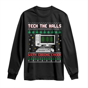 Tech Support Christmas Long Sleeve Shirt Tech The Halls With Cooking Cheer TS14 Black Print Your Wear