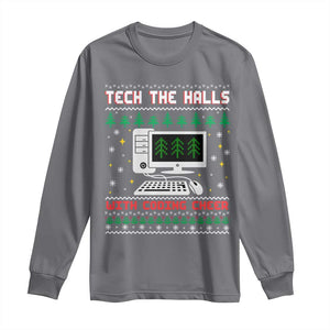 Tech Support Christmas Long Sleeve Shirt Tech The Halls With Cooking Cheer TS14 Charcoal Print Your Wear