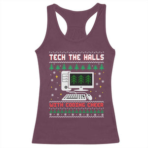 Tech Support Christmas Racerback Tank Top Tech The Halls With Cooking Cheer TS14 Maroon Print Your Wear