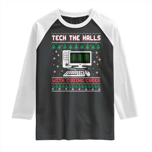 Tech Support Christmas Raglan Shirt Tech The Halls With Cooking Cheer TS14 Black White Print Your Wear