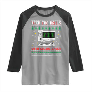 Tech Support Christmas Raglan Shirt Tech The Halls With Cooking Cheer TS14 Sport Gray Black Print Your Wear