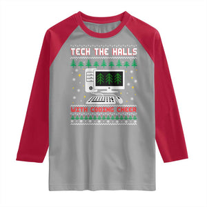 Tech Support Christmas Raglan Shirt Tech The Halls With Cooking Cheer TS14 Sport Gray Red Print Your Wear