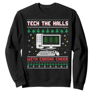 Tech Support Christmas Sweatshirt Tech The Halls With Cooking Cheer TS14 Black Print Your Wear