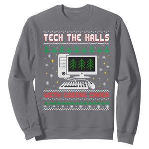 Tech Support Christmas Sweatshirt Tech The Halls With Cooking Cheer TS14 Charcoal Print Your Wear