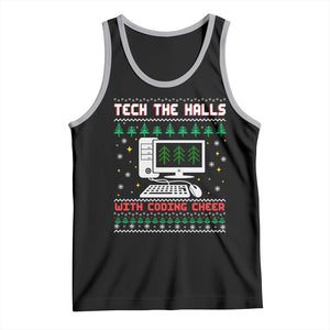 Tech Support Christmas Tank Top Tech The Halls With Cooking Cheer TS14 Black Athletic Heather Print Your Wear