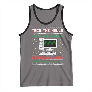 Tech Support Christmas Tank Top Tech The Halls With Cooking Cheer TS14 Deep Heather Black Print Your Wear