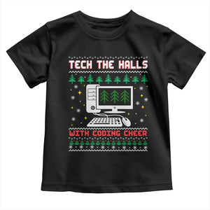 Tech Support Christmas Toddler T Shirt Tech The Halls With Cooking Cheer TS14 Black Print Your Wear