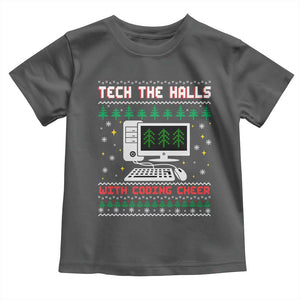 Tech Support Christmas Toddler T Shirt Tech The Halls With Cooking Cheer TS14 Dark Heather Print Your Wear