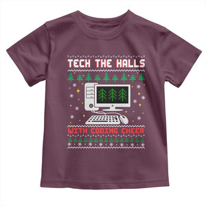 Tech Support Christmas Toddler T Shirt Tech The Halls With Cooking Cheer TS14 Maroon Print Your Wear