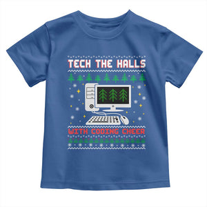 Tech Support Christmas Toddler T Shirt Tech The Halls With Cooking Cheer TS14 Royal Blue Print Your Wear