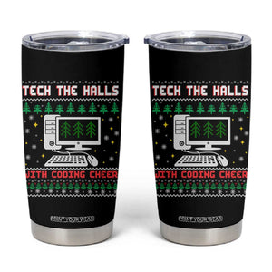 Tech Support Christmas Tumbler Cup Tech The Halls With Cooking Cheer TS14 Black Print Your Wear