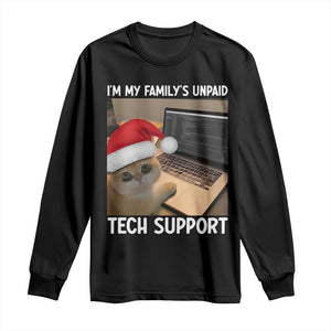 Funny Tech Support Cat Christmas Long Sleeve Shirt TS14 Black Print Your Wear