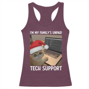 Funny Tech Support Cat Christmas Racerback Tank Top TS14 Maroon Print Your Wear