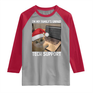 Funny Tech Support Cat Christmas Raglan Shirt TS14 Sport Gray Red Print Your Wear