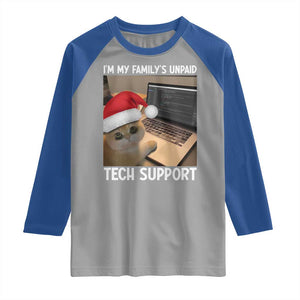 Funny Tech Support Cat Christmas Raglan Shirt TS14 Sport Gray Royal Print Your Wear