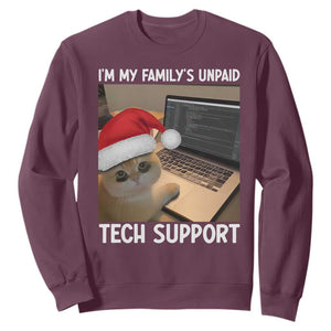 Funny Tech Support Cat Christmas Sweatshirt TS14 Maroon Print Your Wear