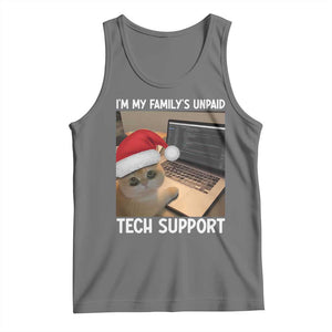 Funny Tech Support Cat Christmas Tank Top TS14 Black Heather Print Your Wear