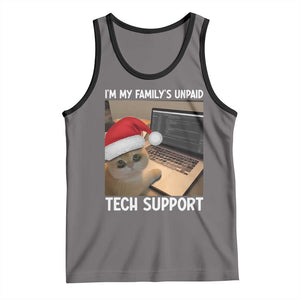 Funny Tech Support Cat Christmas Tank Top TS14 Deep Heather Black Print Your Wear