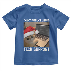 Funny Tech Support Cat Christmas Toddler T Shirt TS14 Royal Blue Print Your Wear