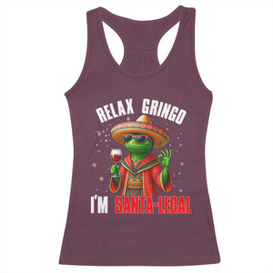 Funny Mexican Christmas Racerback Tank Top Relax Gringo I Am Legal TS14 Maroon Print Your Wear
