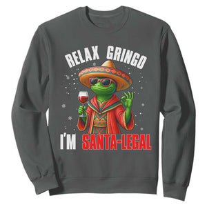Funny Mexican Christmas Sweatshirt Relax Gringo I Am Legal TS14 Dark Heather Print Your Wear