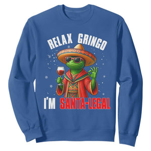 Funny Mexican Christmas Sweatshirt Relax Gringo I Am Legal TS14 Royal Blue Print Your Wear
