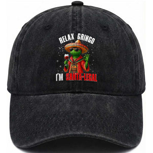 Funny Mexican Christmas Washed Cotton Baseball Cap Relax Gringo I Am Legal TS14 Washed Cap Universal Fit Black Print Your Wear