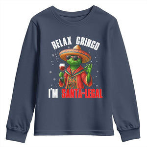 Funny Mexican Christmas Youth Sweatshirt Relax Gringo I Am Legal TS14 Navy Print Your Wear