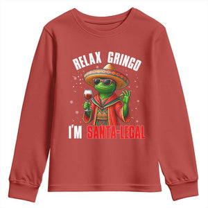 Funny Mexican Christmas Youth Sweatshirt Relax Gringo I Am Legal TS14 Red Print Your Wear