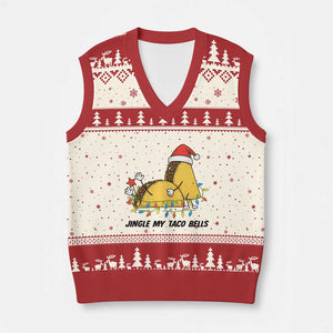 Funny Taco Xmas V-Neck Knit Sweater Vest Jingle My Taco Bells TS14 Beige Red Print Your Wear