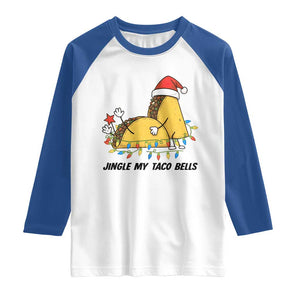 Funny Taco Christmas Raglan Shirt Jingle My Taco Bells TS14 White Royal Print Your Wear