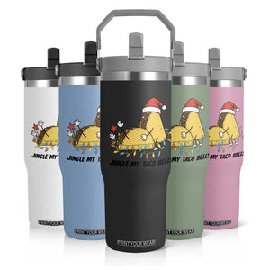 Funny Taco Christmas Flip Straw Tumbler Jingle My Taco Bells - Print Your Wear