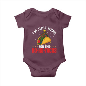 Funny Taco Christmas Baby Onesie I Am Just Here For The Ho Ho Tacos TS14 Maroon Print Your Wear