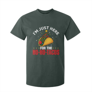 Funny Taco Christmas T Shirt For Kid I Am Just Here For The Ho Ho Tacos TS14 Dark Forest Green Print Your Wear
