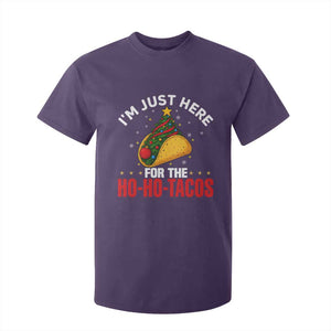 Funny Taco Christmas T Shirt For Kid I Am Just Here For The Ho Ho Tacos TS14 Purple Print Your Wear