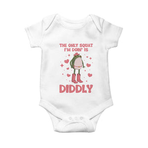 Funny Cowboy Frog Baby Onesie The Only Squat I'm Doin' Is Diddly TS14 White Print Your Wear