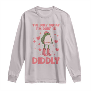 Funny Cowboy Frog Long Sleeve Shirt The Only Squat I'm Doin' Is Diddly TS14 Ice Gray Print Your Wear