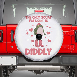 Funny Cowboy Frog Spare Tire Cover The Only Squat I'm Doin' Is Diddly TS14 White Print Your Wear