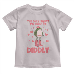 Funny Cowboy Frog Toddler T Shirt The Only Squat I'm Doin' Is Diddly TS14 Ice Gray Print Your Wear