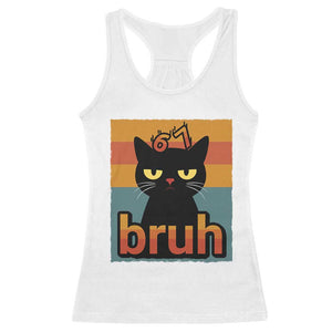 67 Six Seven Bruh Cat Meme Racerback Tank Top Cute Black Cat Funny Saying TS14 White Print Your Wear