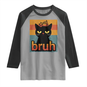 67 Six Seven Bruh Cat Meme Raglan Shirt Cute Black Cat Funny Saying TS14 Sport Gray Black Print Your Wear