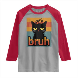 67 Six Seven Bruh Cat Meme Raglan Shirt Cute Black Cat Funny Saying TS14 Sport Gray Red Print Your Wear