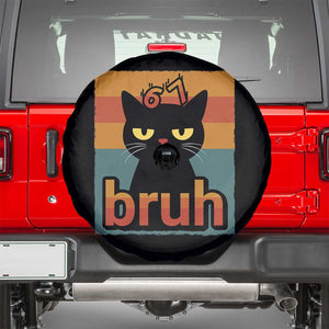 67 Six Seven Bruh Cat Meme Spare Tire Cover Cute Black Cat Funny Saying TS14 Black Print Your Wear
