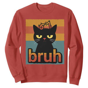 67 Six Seven Bruh Cat Meme Sweatshirt Cute Black Cat Funny Saying TS14 Red Print Your Wear