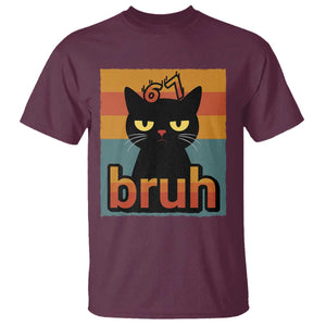 67 Six Seven Bruh Cat Meme T Shirt Cute Black Cat Funny Saying TS14 Maroon Print Your Wear