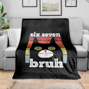 67 Bruh Meme Throw Blanket Funny Six Seven Black Cat TS14 Print Your Wear