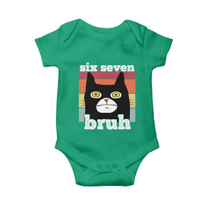 67 Bruh Meme Baby Onesie Funny Six Seven Black Cat TS14 Irish Green Print Your Wear